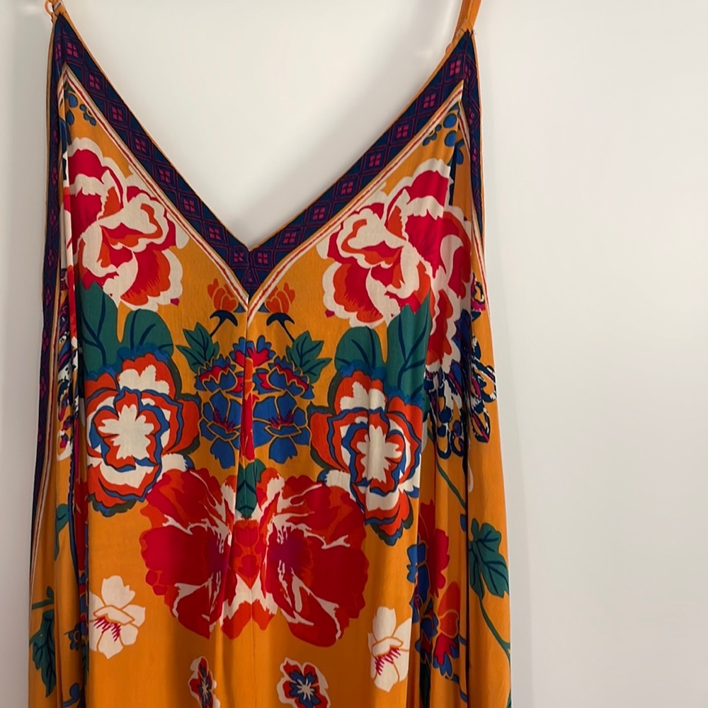 Orange boho flowy midi dress